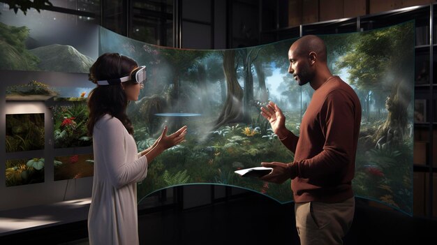 Foto uma foto de uma aprendizagem de línguas em realidade virtual