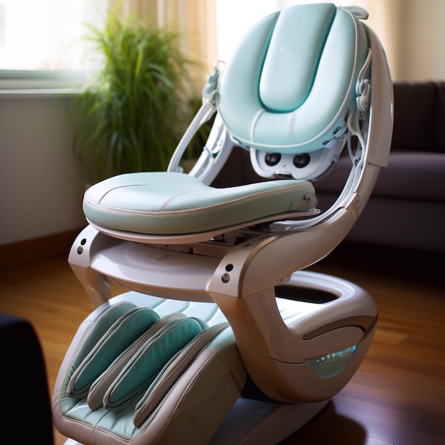 Uma foto de uma cadeira dentária moderna no interior da sala Cadeira de massagem dentária IA generativa