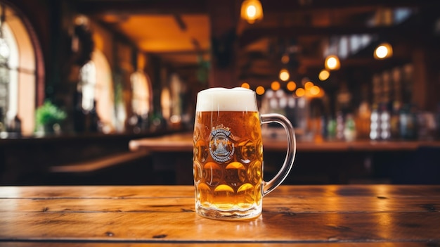 Uma foto de uma caneca de cerveja tradicional para comemorar a Oktoberfest