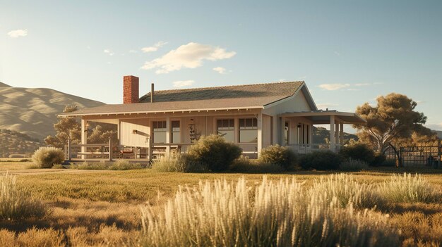 Uma foto de uma casa de estilo rancho minimalista