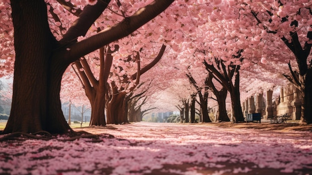 Uma foto de uma cerejeira florescendo em plena floração