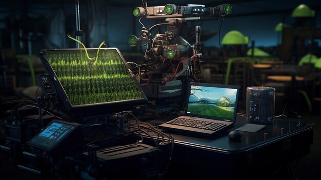 Uma foto de uma configuração de agricultura de precisão de alta tecnologia