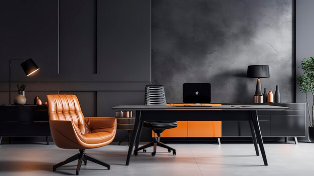 Foto uma foto de uma configuração de mesa elegante com escritório contemporâneo