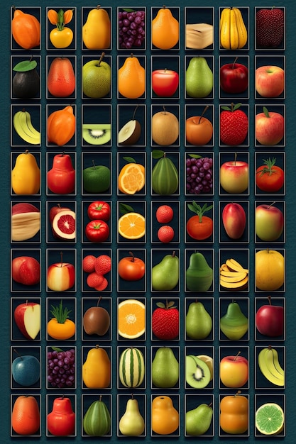 Uma foto de uma exibição de frutas com um monte de frutas.