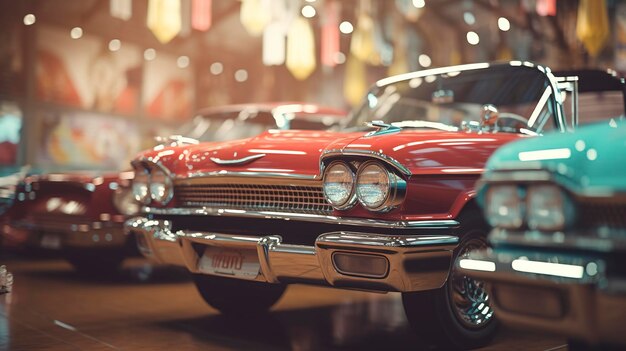 Foto uma foto de uma exposição de carros vintage