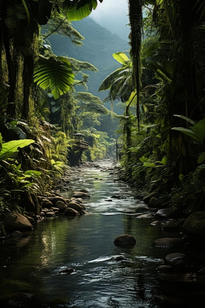 Uma foto de uma floresta tropical escondida