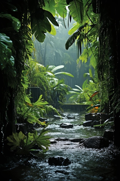 Uma foto de uma floresta tropical escondida