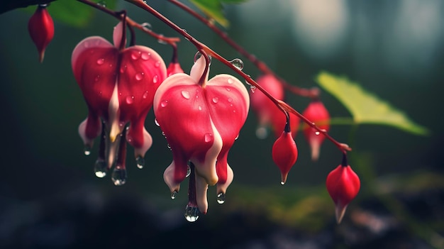 Foto uma foto de uma foto macro destacando a beleza frágil de uma flor de coração sangrando