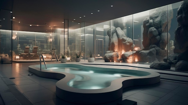 Uma foto de uma instalação de spa contemporânea