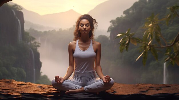 Foto uma foto de uma meditação pacífica de ioga e beleza