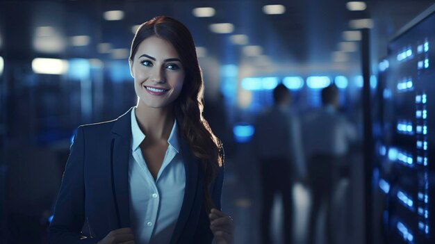 Foto uma foto de uma menina em um call center lidando com consultas