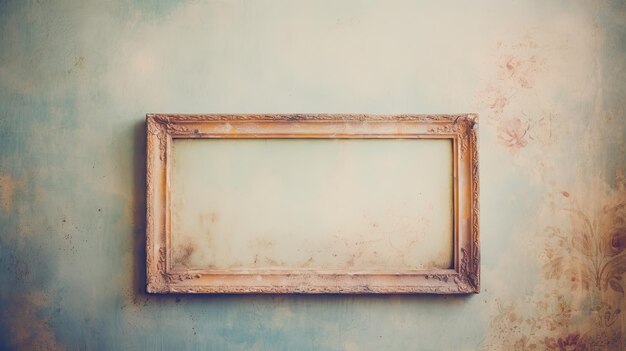 Foto uma foto de uma moldura de madeira com pano de fundo de papel de parede vintage