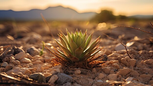 Foto uma foto de uma paisagem árida de plantas suculentas espinhosas