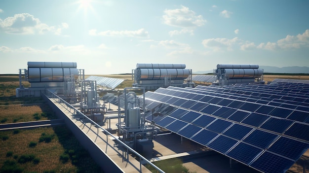 Uma foto de uma planta de dessalinização de água movida a energia solar