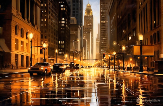 Uma foto de uma rua à noite durante o dia