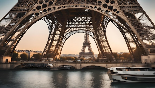 uma foto de uma torre que diz Torre Eiffel