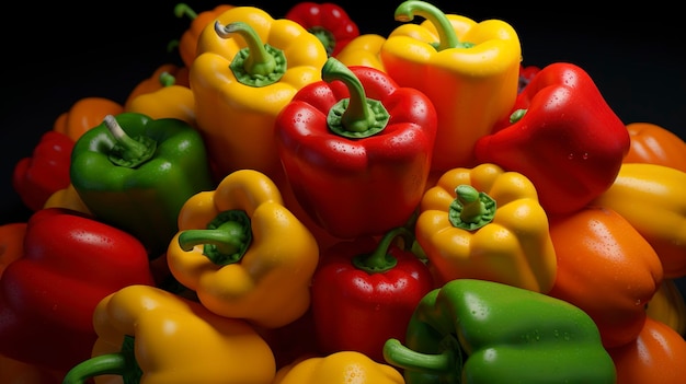 Uma foto de uma variedade colorida de pimentas
