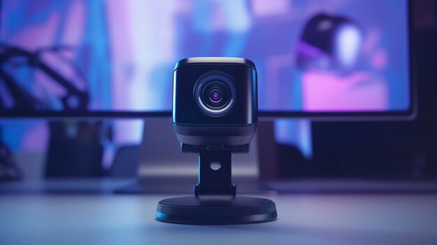 Foto uma foto de uma webcam de computador para videoconferência