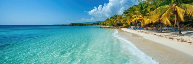 Uma foto de verão da natureza com uma bela árvore de coco e vista para o mar e espaço vazio IA geradora