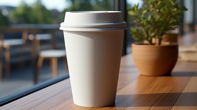 uma foto de xícara de café de papelão colocada em um plano de fundo