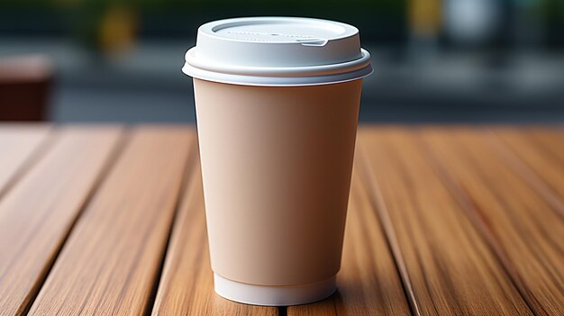 uma foto de xícara de café de papelão colocada em um plano de fundo