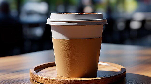 uma foto de xícara de café de papelão colocada em um plano de fundo