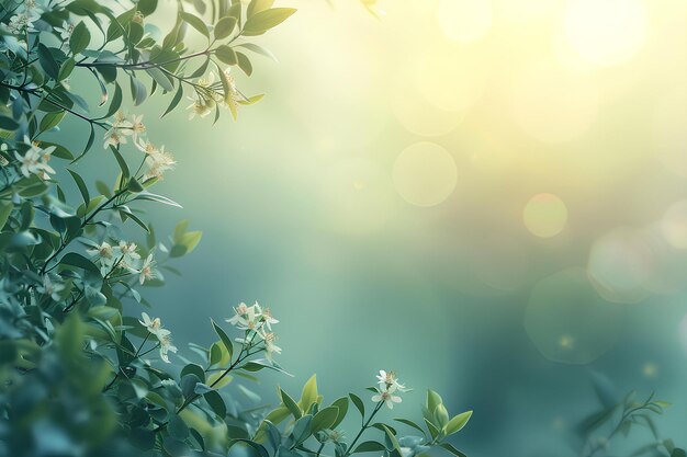 Uma foto desfocada de uma árvore com flores brancas