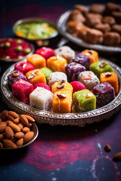 Foto uma foto detalhada de doces tradicionais indianos preparados para o ram navami