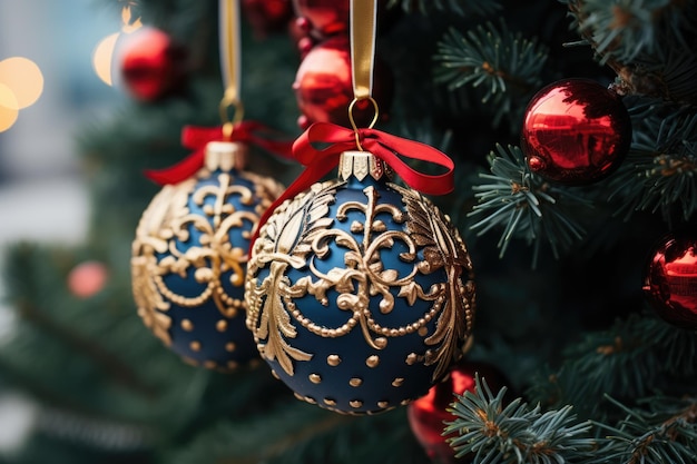 Uma foto detalhada de elementos decorativos na Árvore Nacional de Natal durante a cerimônia de iluminação