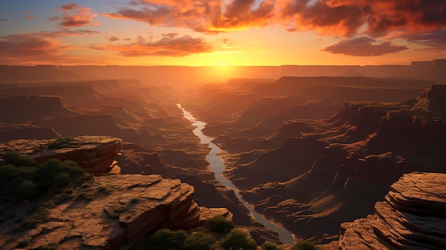 Foto uma foto do impressionante grand canyon ao nascer do sol