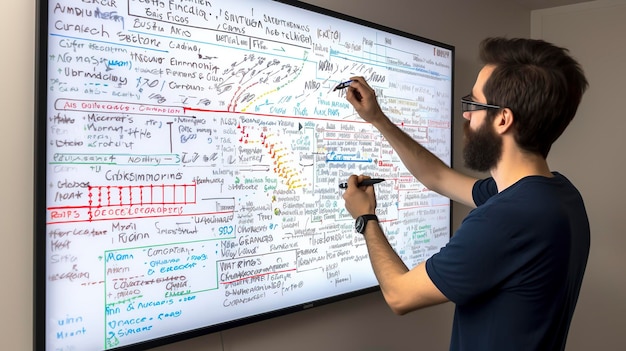 Uma foto do quadro branco de um desenvolvedor de software com algoritmos