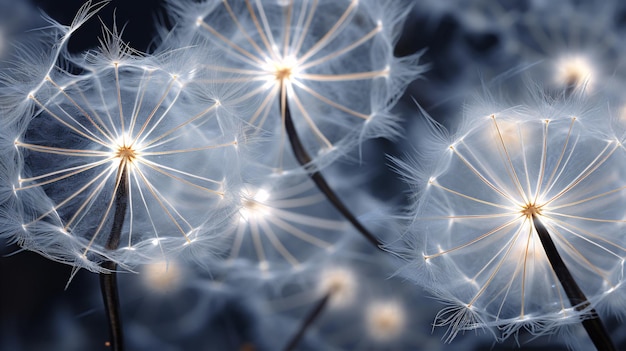 Foto uma foto em close-up de s nikits pseudomajor dandelion seedlets