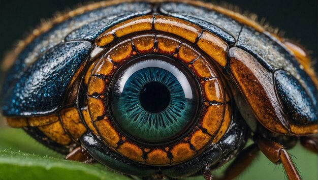 Uma foto em close-up de um olho de inseto mostrando sua estrutura complexa