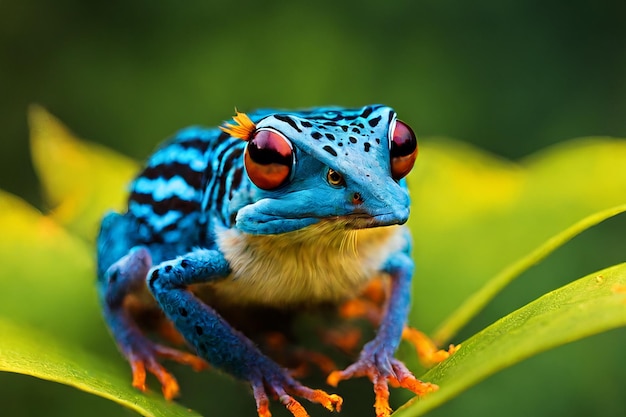 uma foto em close up de um sapo bonito em close up foto em close-up de um sabo bonito em Close-up de sapo de árvore de olhos azuis