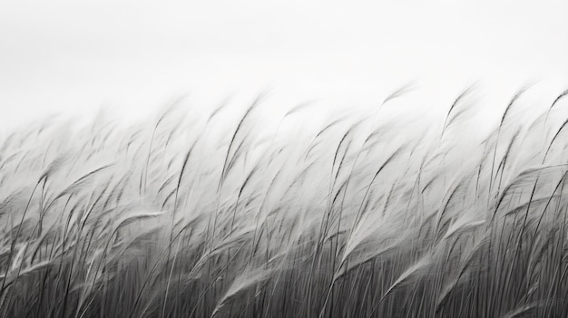 uma foto em preto e branco de um campo de grama alta