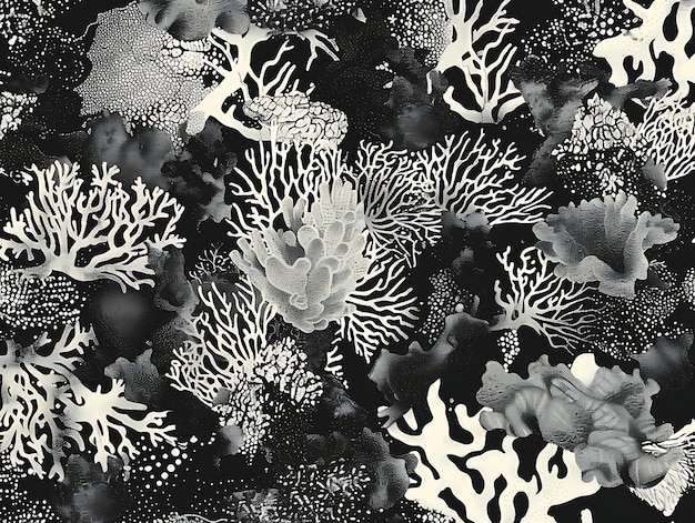 uma foto em preto e branco de um coral com as palavras "coral marinho"
