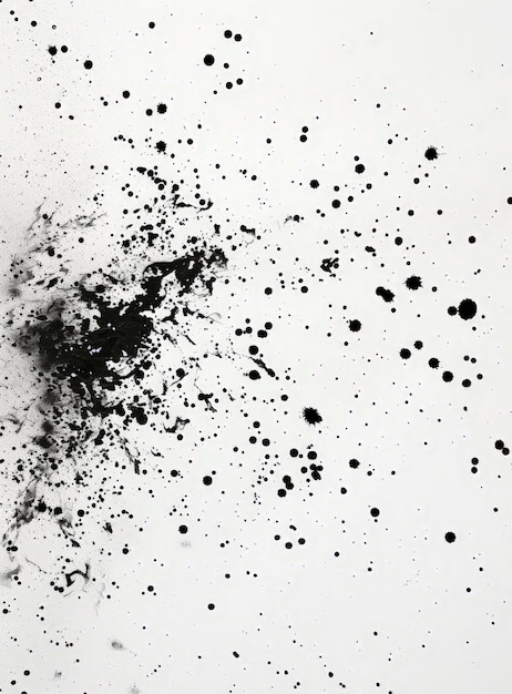Foto uma foto em preto e branco de um fundo branco com manchas pretas de tinta