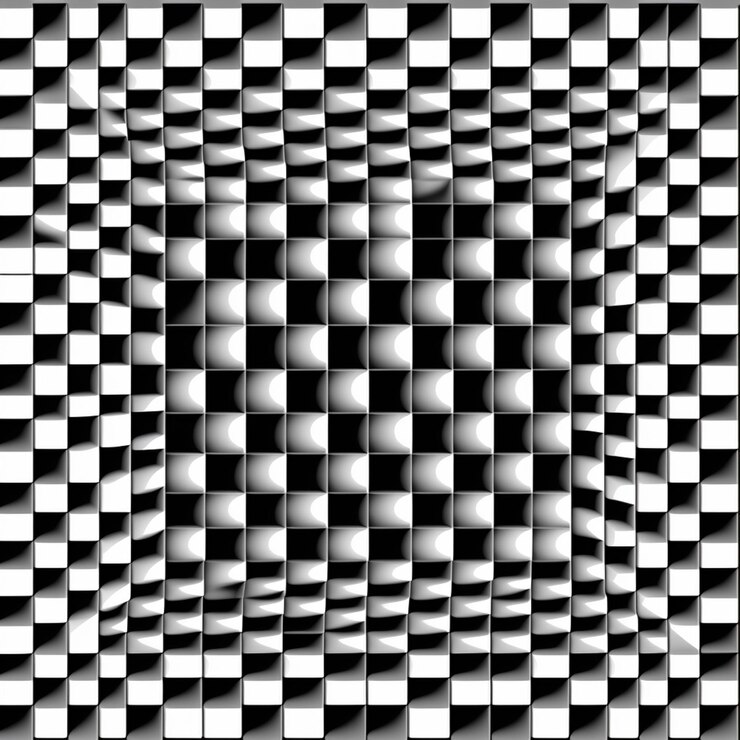Foto uma foto em preto e branco de um padrão quadriculado com um fundo preto generativo ai