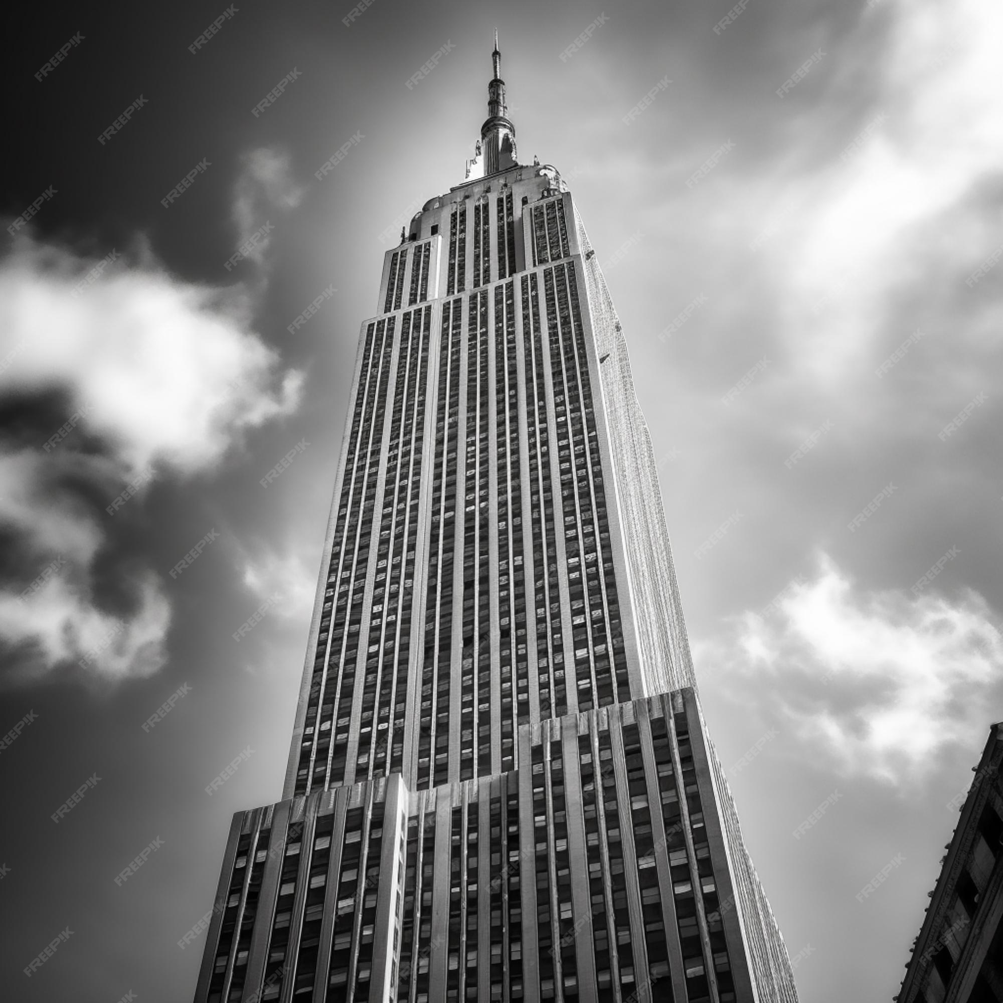 Quadro 35x100 Preto E Branco Empire State Building U.s.a em