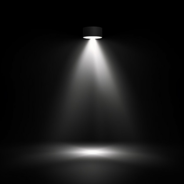 uma foto em preto e branco de um spotlight no escuro generativo ai