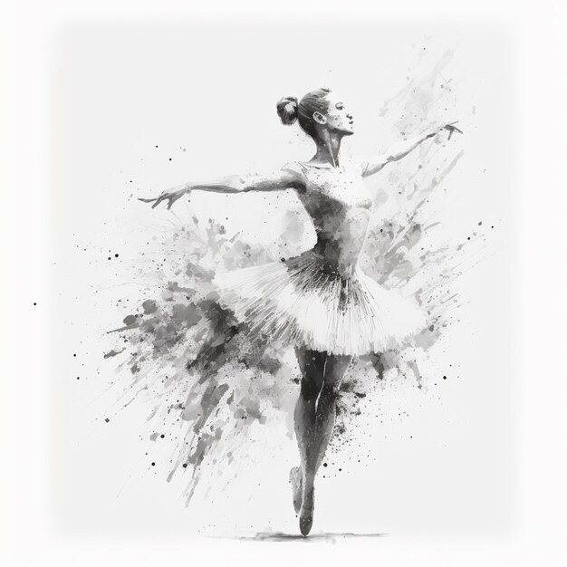 Foto uma foto em preto e branco de uma bailarina em um tutu generativo ai