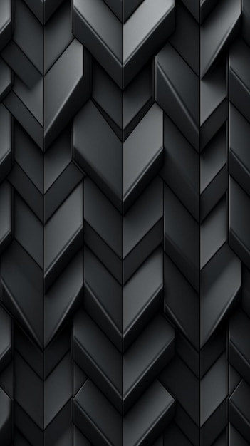 Uma foto em preto e branco de uma parede com um padrão de setas pretas generativas ai