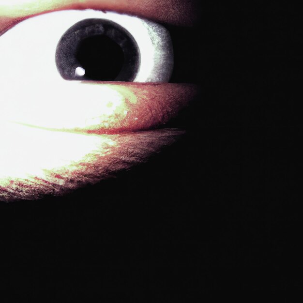 Foto uma foto em preto e branco do olho de uma pessoa