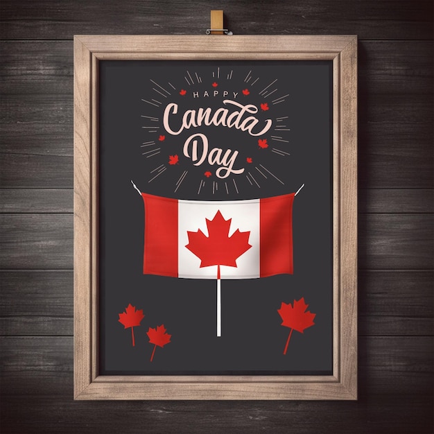 Foto uma foto emoldurada de uma bandeira canadense e uma bandeira do canadá.