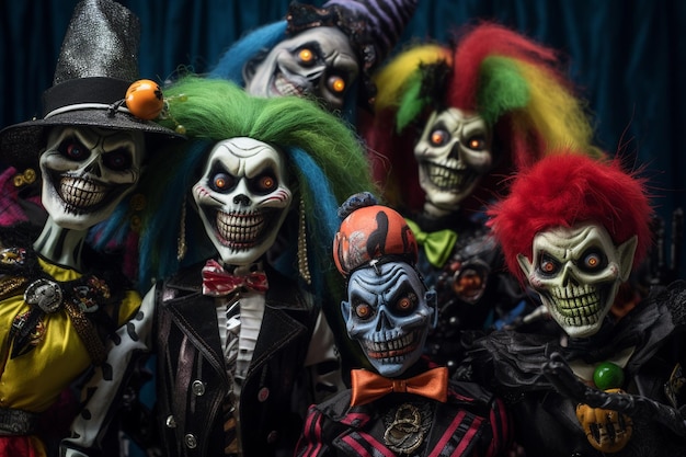 Uma foto engraçada de Halloween de pessoas em trajes de carnaval