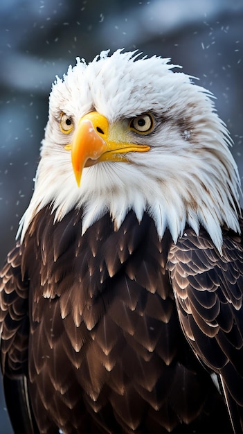 Foto uma foto focada de uma águia majestosa em um dia de inverno