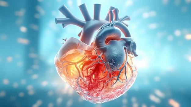 uma foto grátis de coração renderizado em 3d