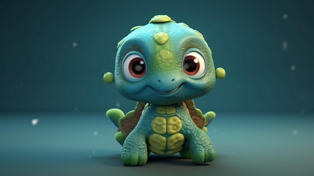 uma foto grátis de desenho de tartaruga renderizado em 3D