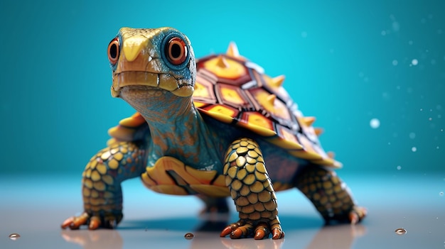 uma foto grátis de desenho de tartaruga renderizado em 3D