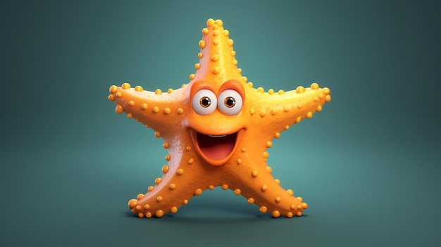 uma foto grátis de design de desenho animado de peixe estrela renderizado em 3D